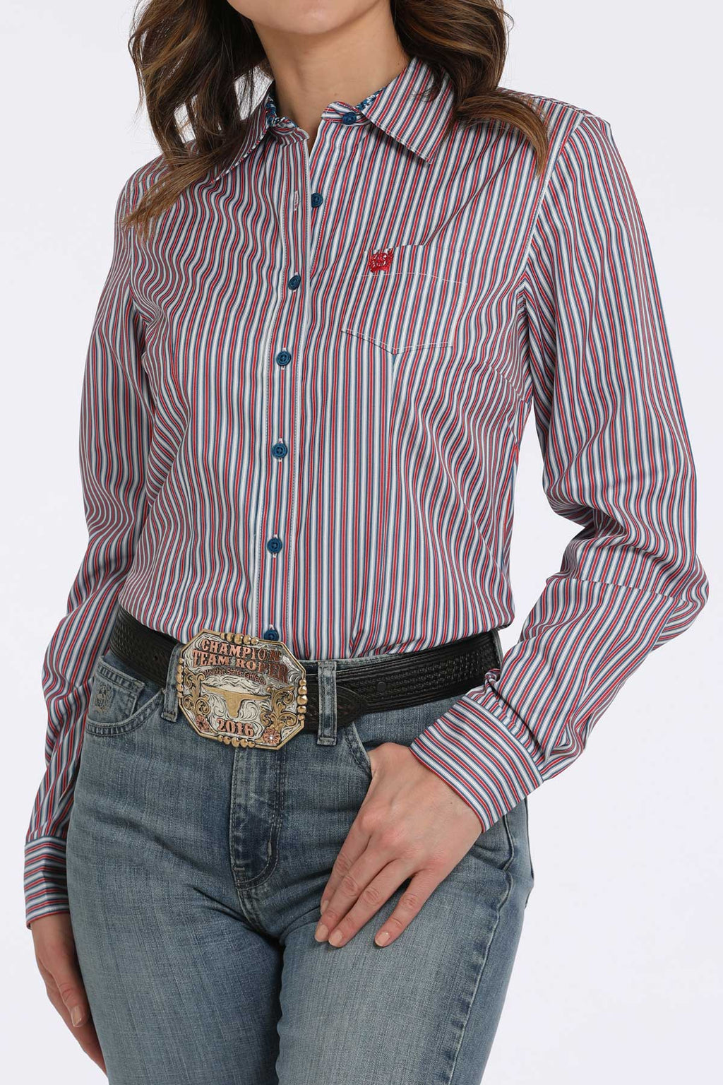 Women’s Red/White/Blue Striped Shirt (4249)