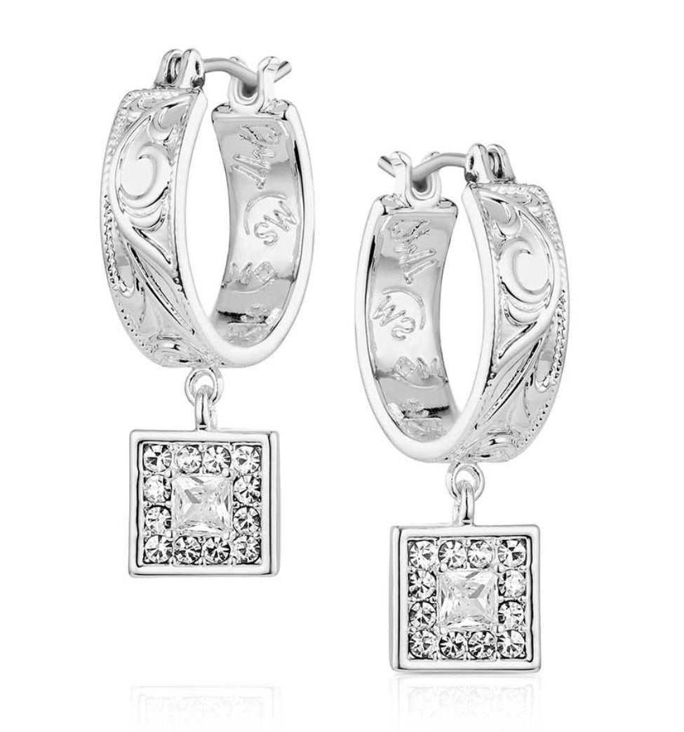 Desert Whirl Engraved Hoop Earrings
