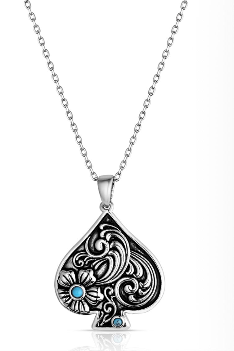 Filigree Fortune Spade Turquoise Necklace