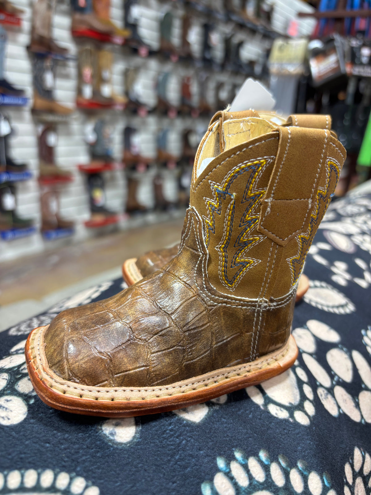 Infant Cowbabies Brown Caiman Cowboy Boots