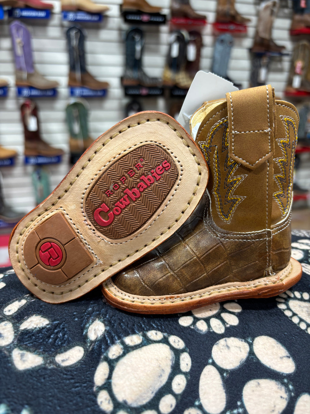 Infant Cowbabies Brown Caiman Cowboy Boots