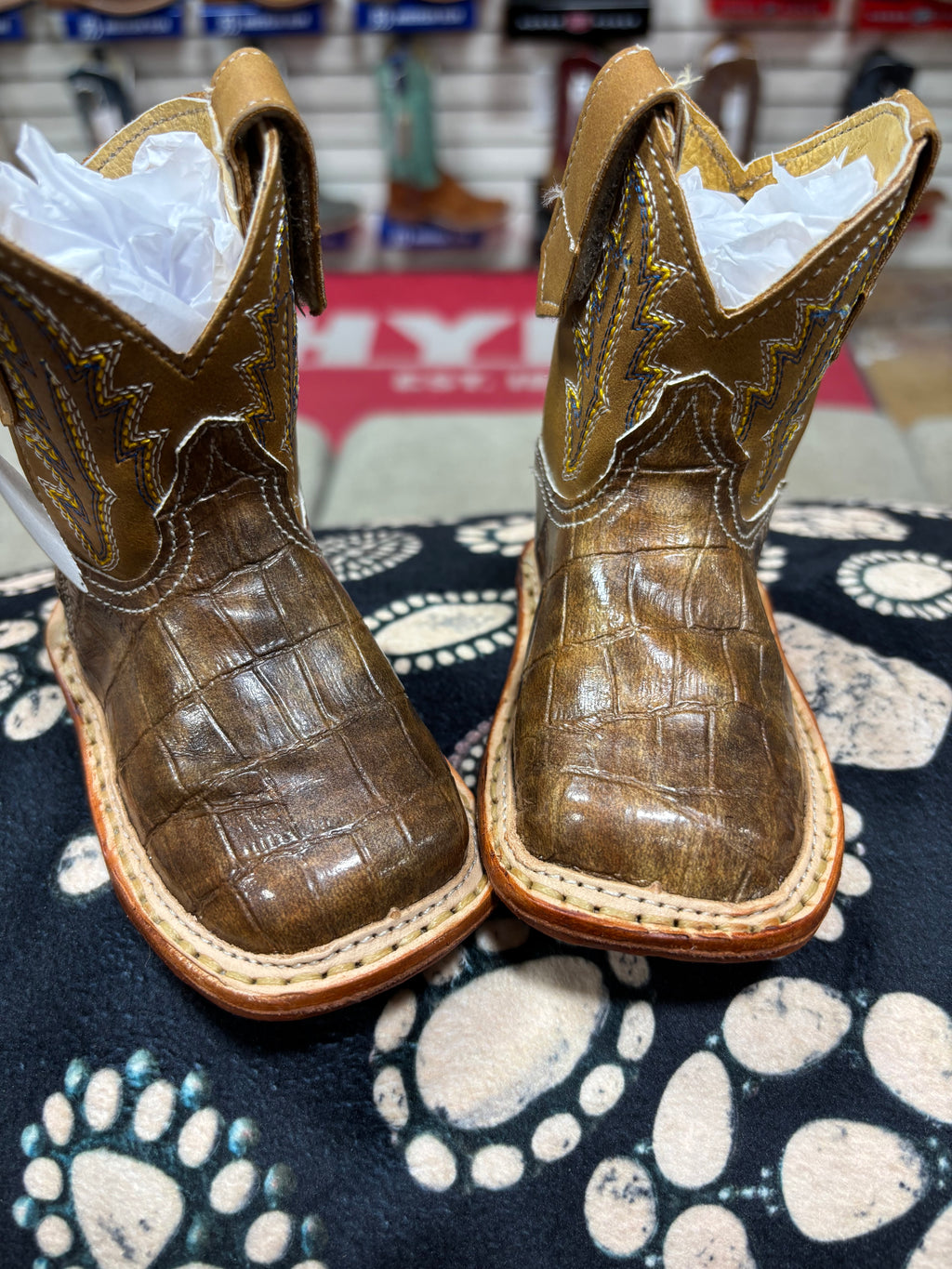 Infant Cowbabies Brown Caiman Cowboy Boots