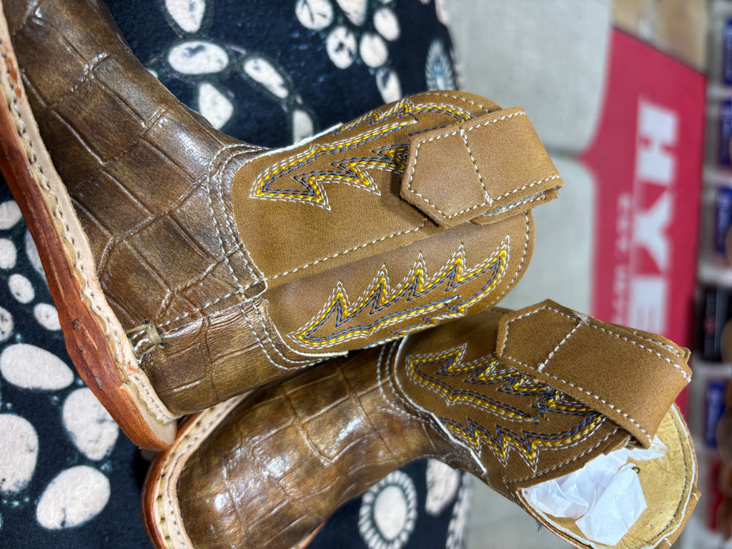 Infant Cowbabies Brown Caiman Cowboy Boots
