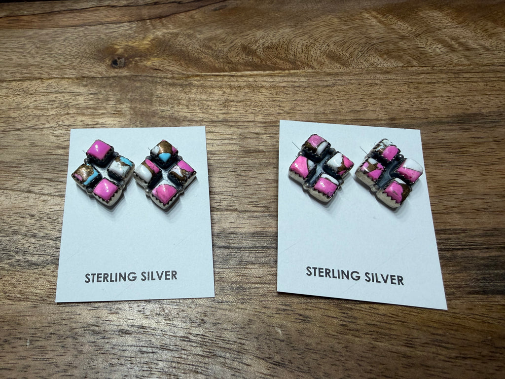 Cotton Candy Triangle Cluster Earrings