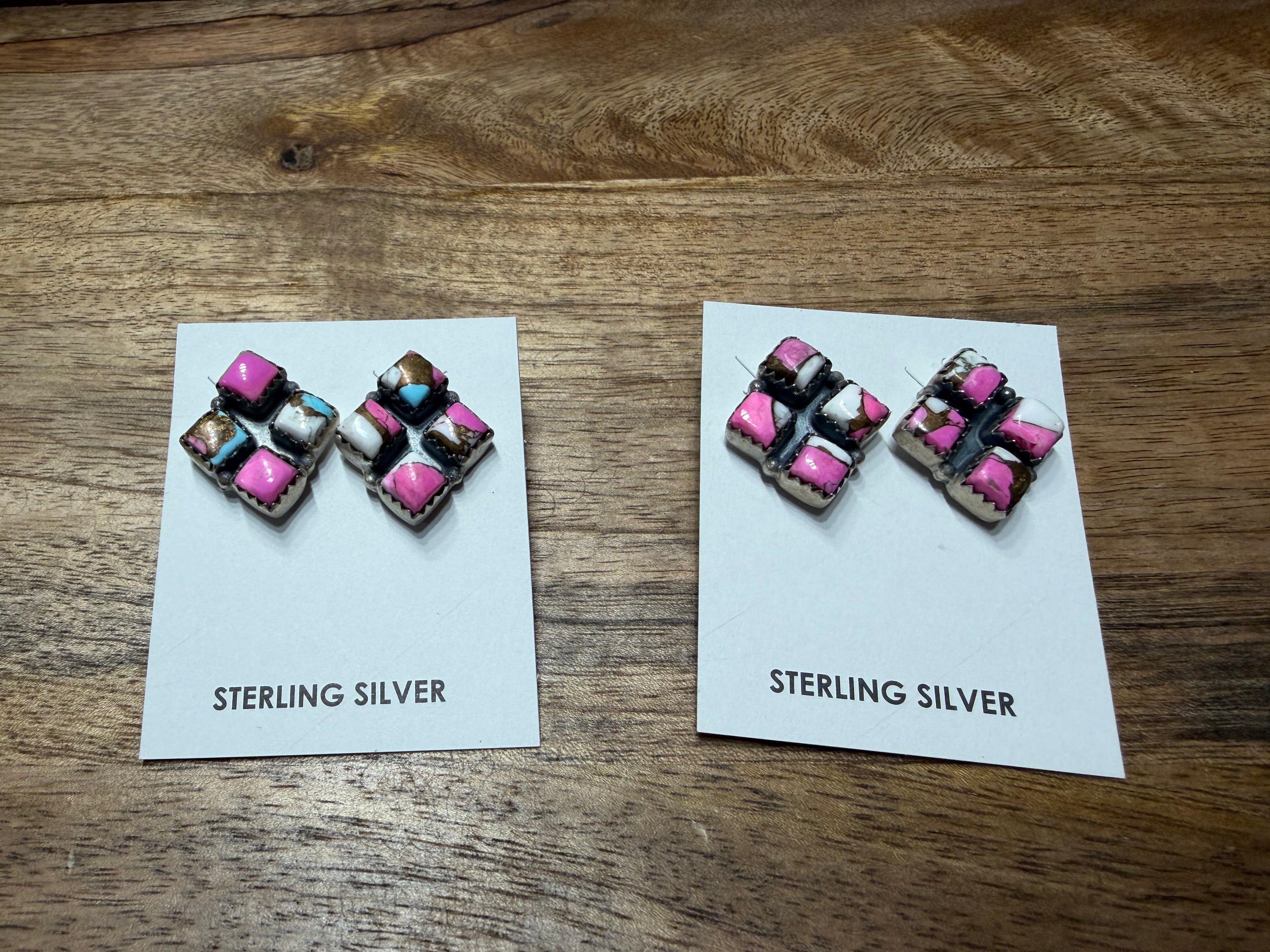 Cotton Candy Triangle Cluster Earrings