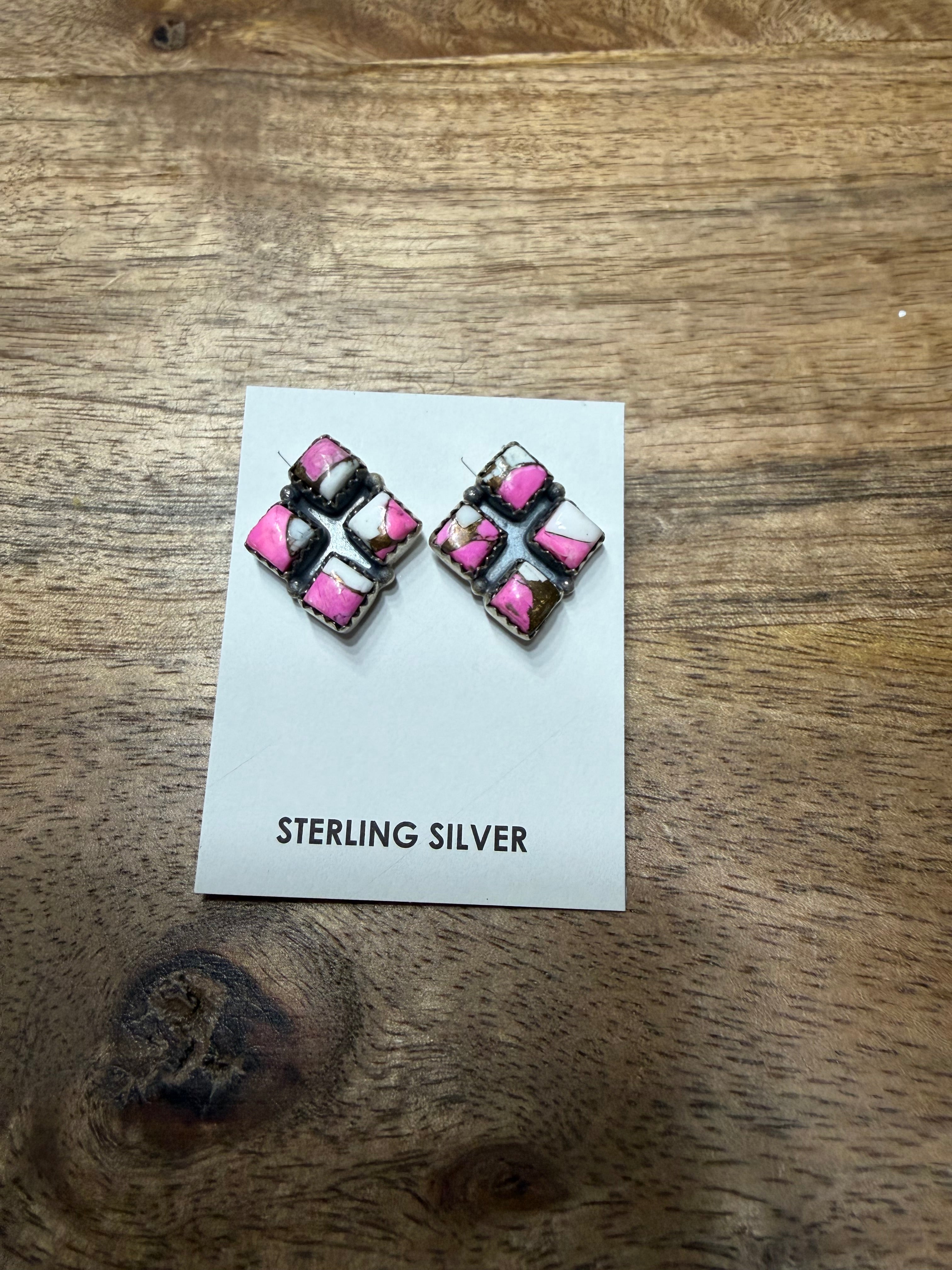 Cotton Candy Triangle Cluster Earrings