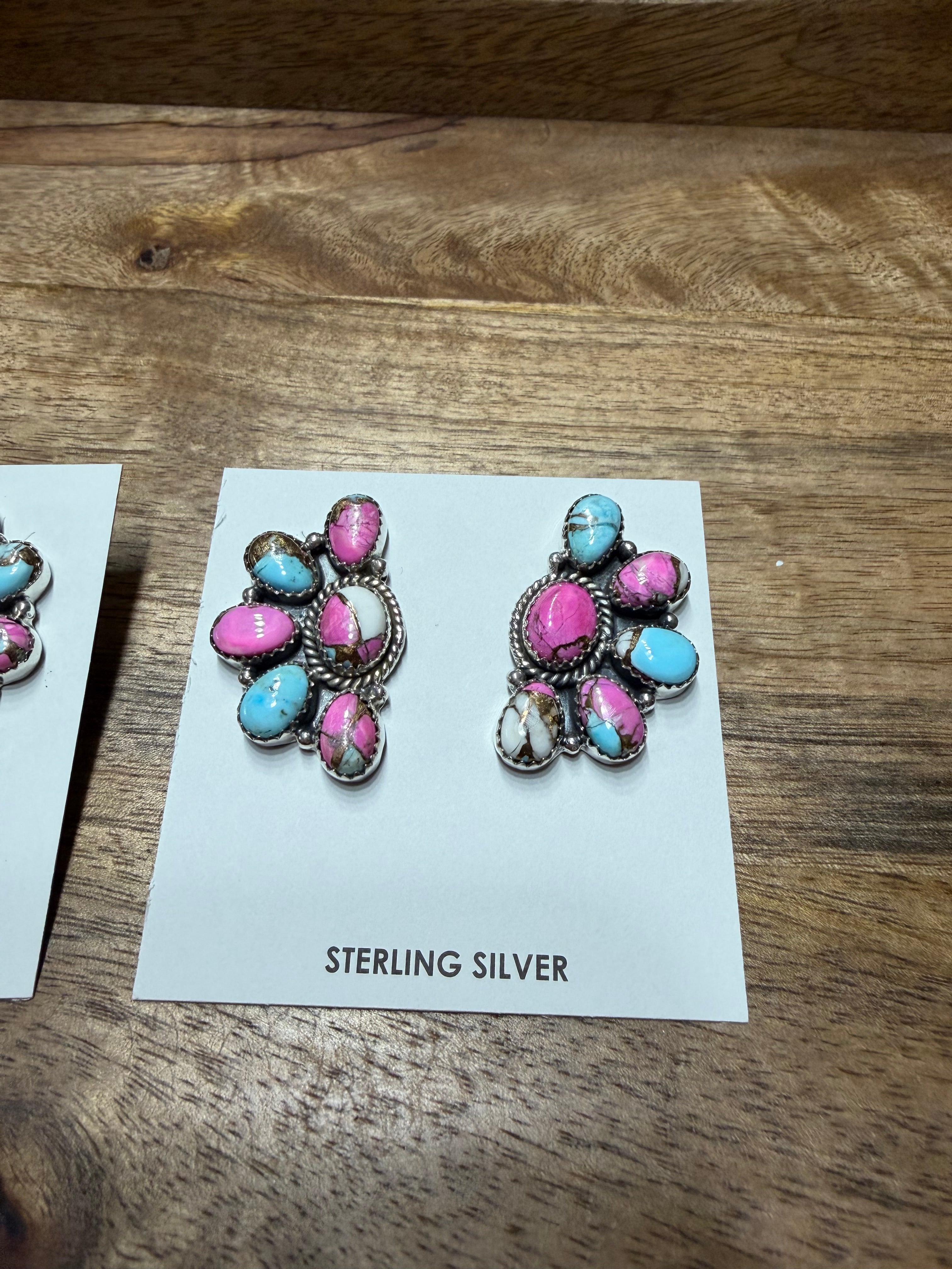 Cotton Candy Half Cluster Earrings