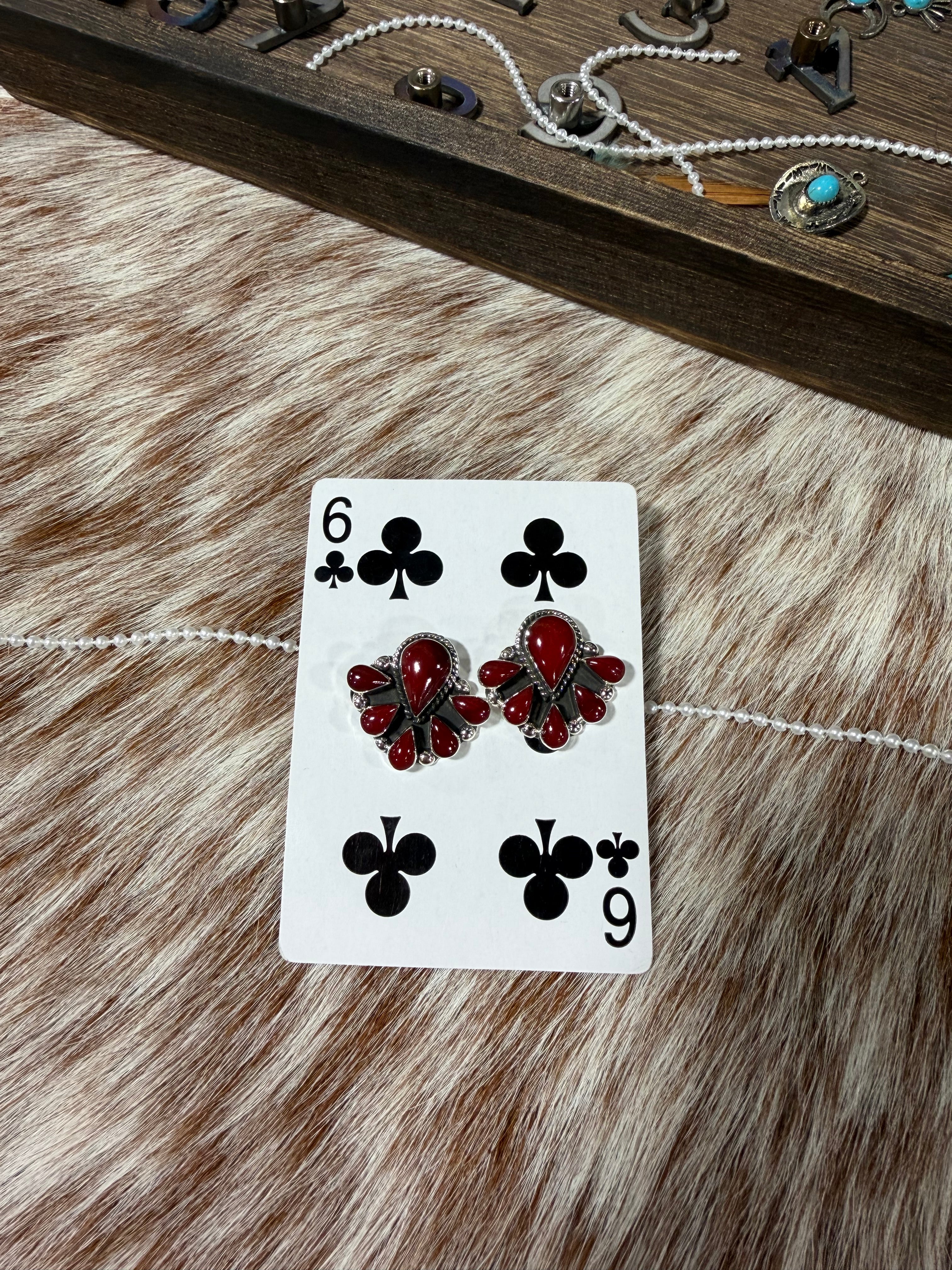 Red Jasper Teardrop Cluster Earrings