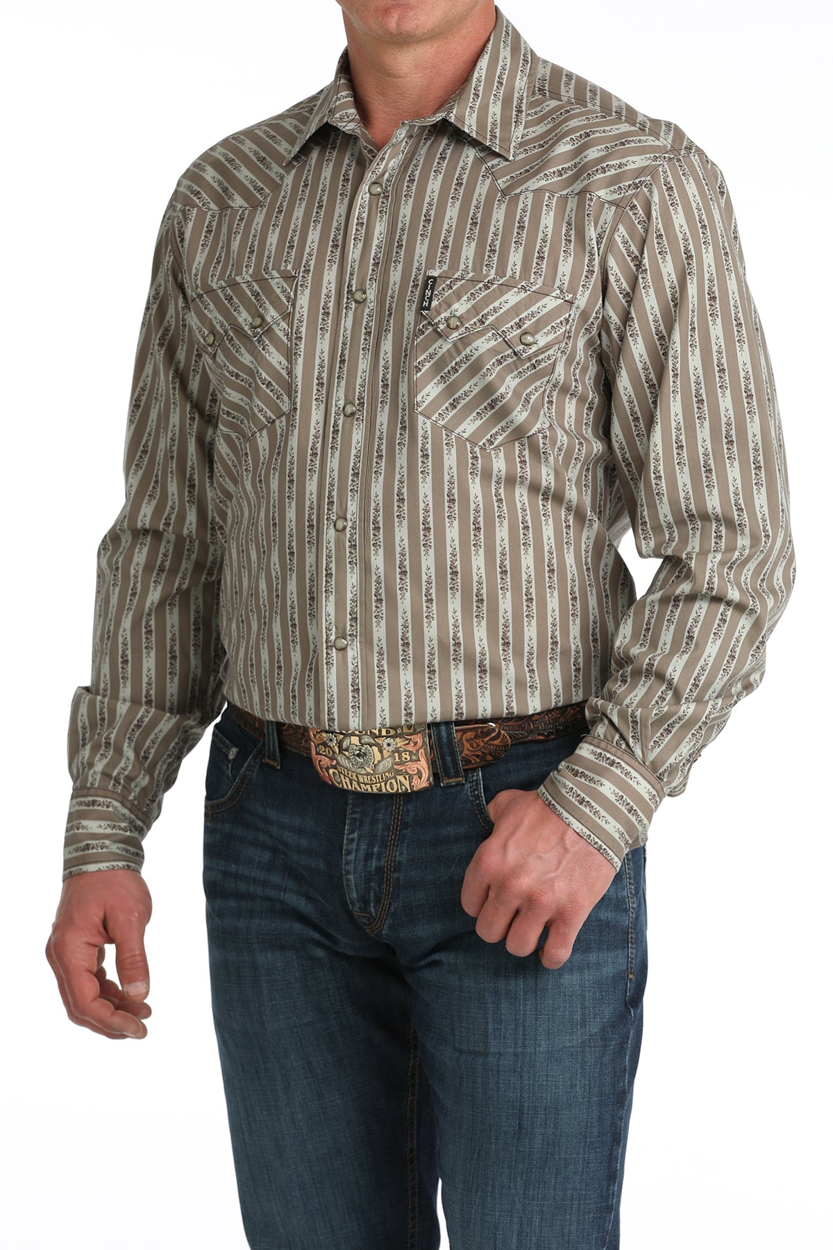Men’s Striped Modern Fit LS Shirt