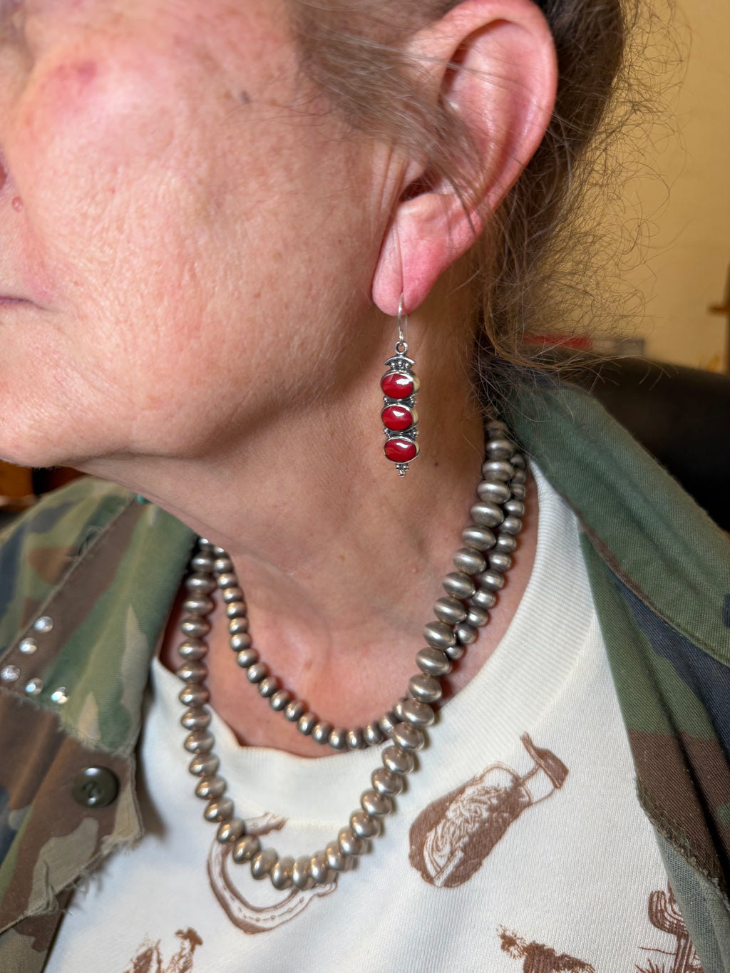 Red Jasper 3 Drop Earrings