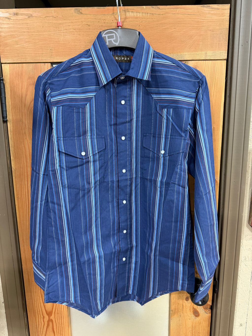 Roper Red, White & Blue Striped Shirt