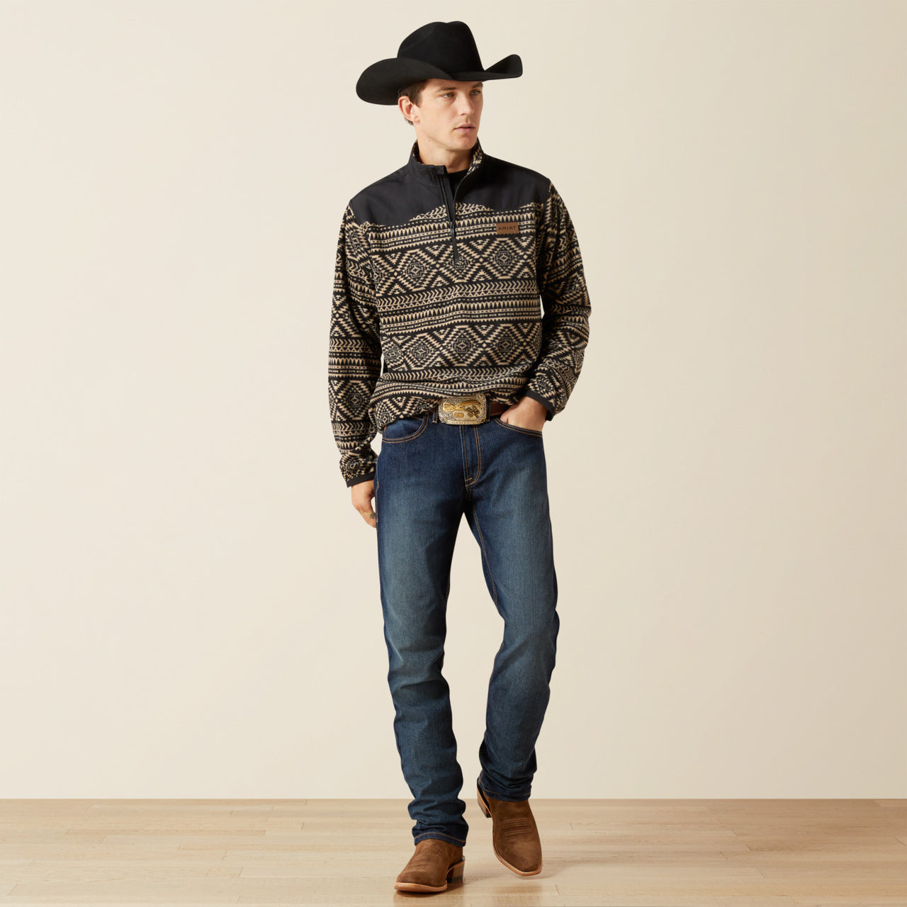 Men’s Black Southwest Print Fleece (2486)