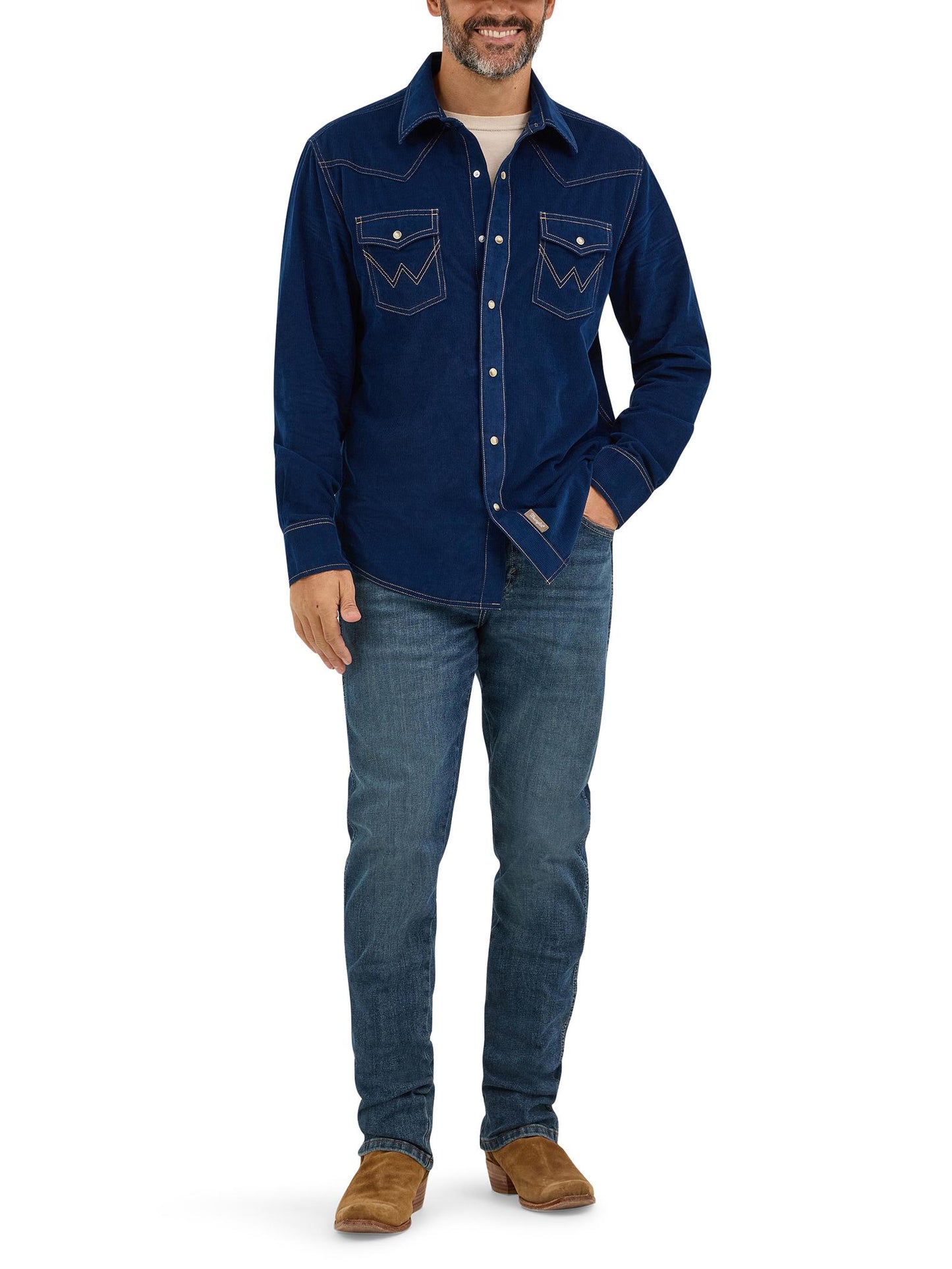 Wrangler Retro Navy corduroy Shirt (9588)