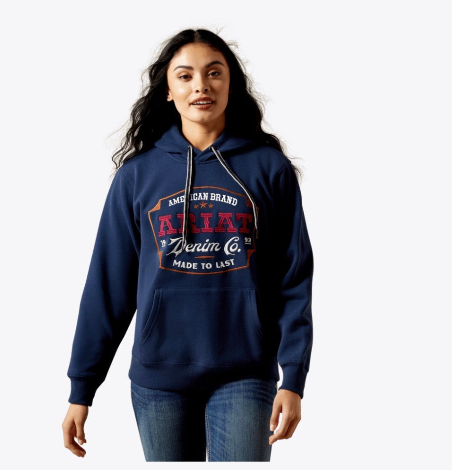 Sweat à Capuche Femme Ariat - Bleu Piscine Bruyère - Neuf Avec étiquettes - Confort Et Style