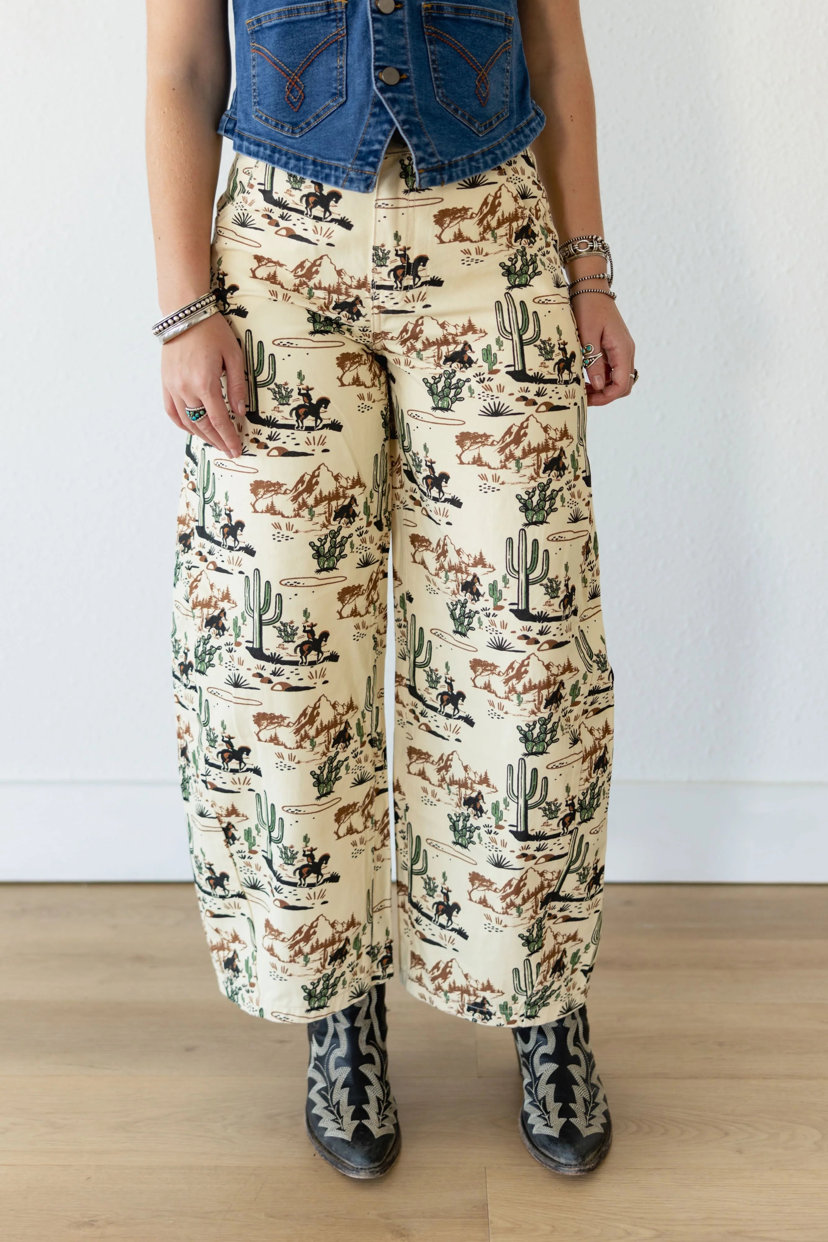 Cowboy Cactus Wide Legged Jean