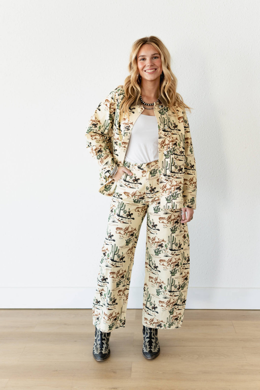 Cowboy Cactus Wide Legged Jean