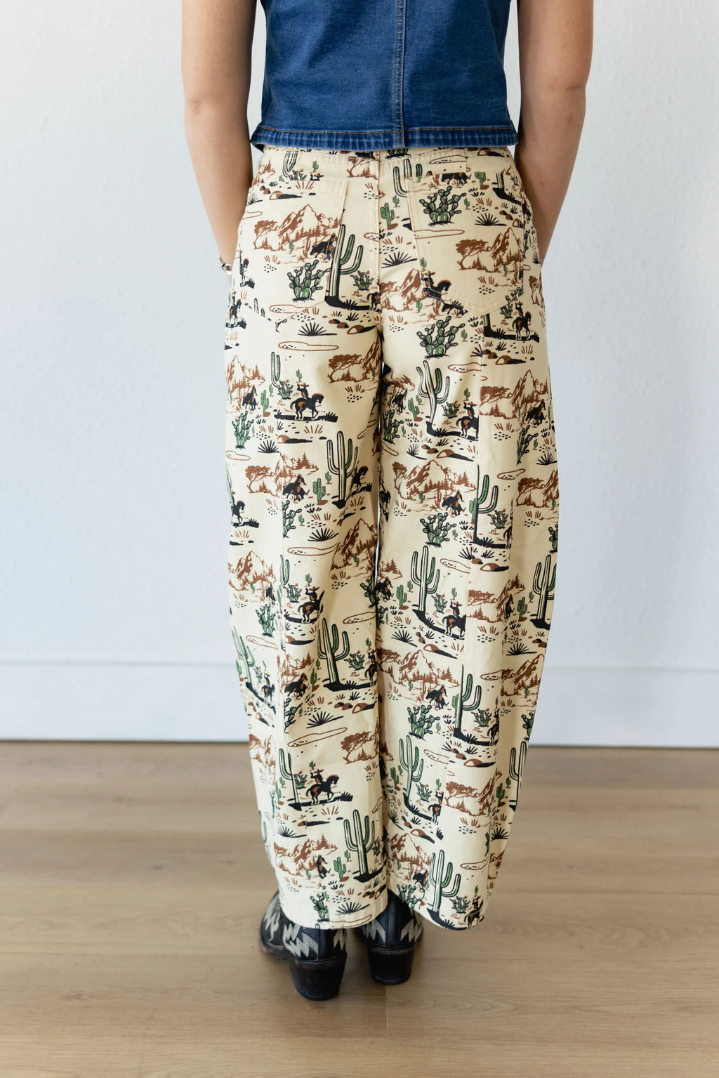 Cowboy Cactus Wide Legged Jean