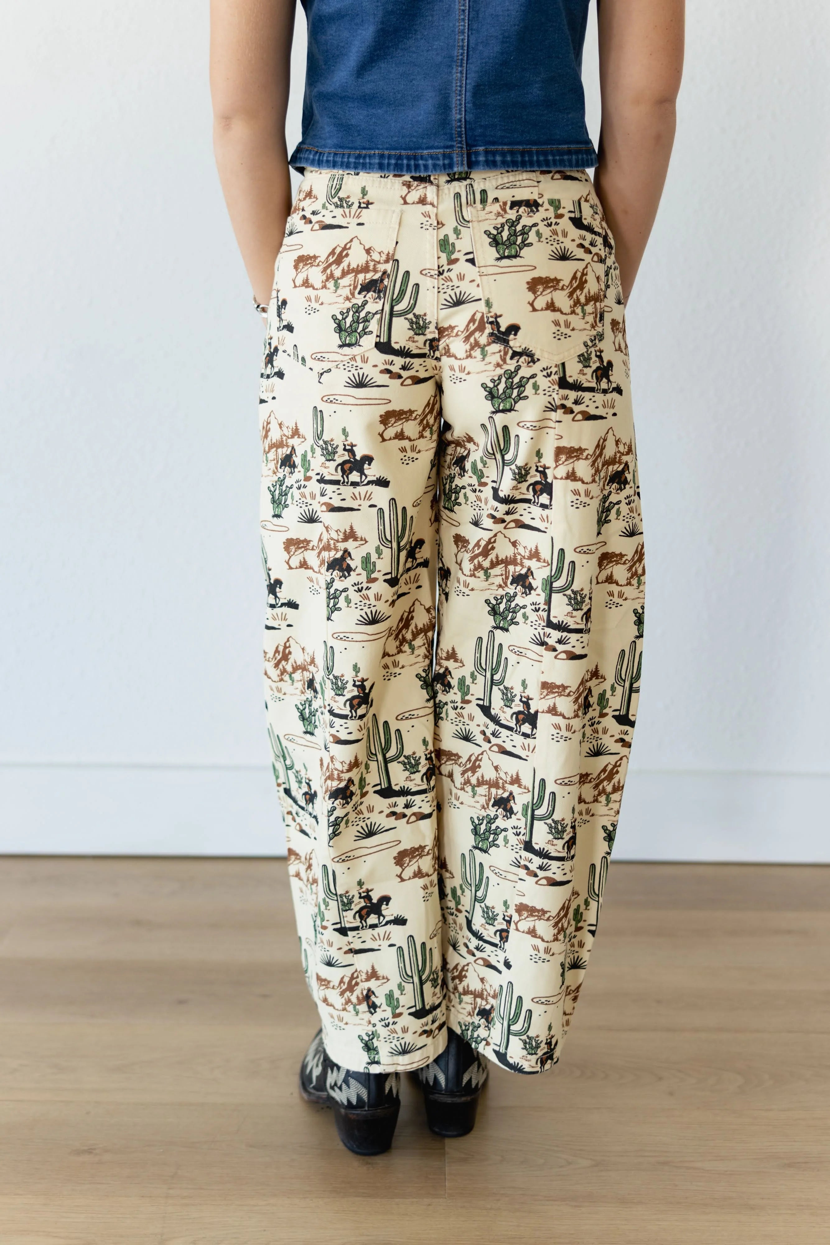 Cowboy Cactus Wide Legged Jean