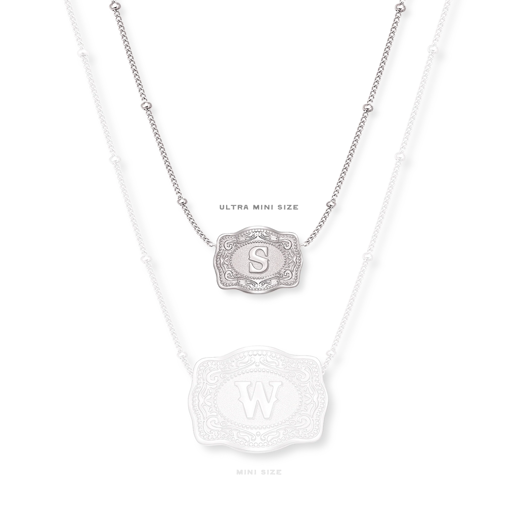 SpurWest Ultra Mini Belt Buckle Necklace (Initial)