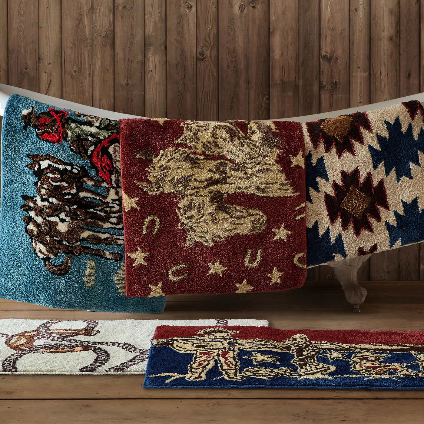 Patchwork Bandana Red Horses Rug