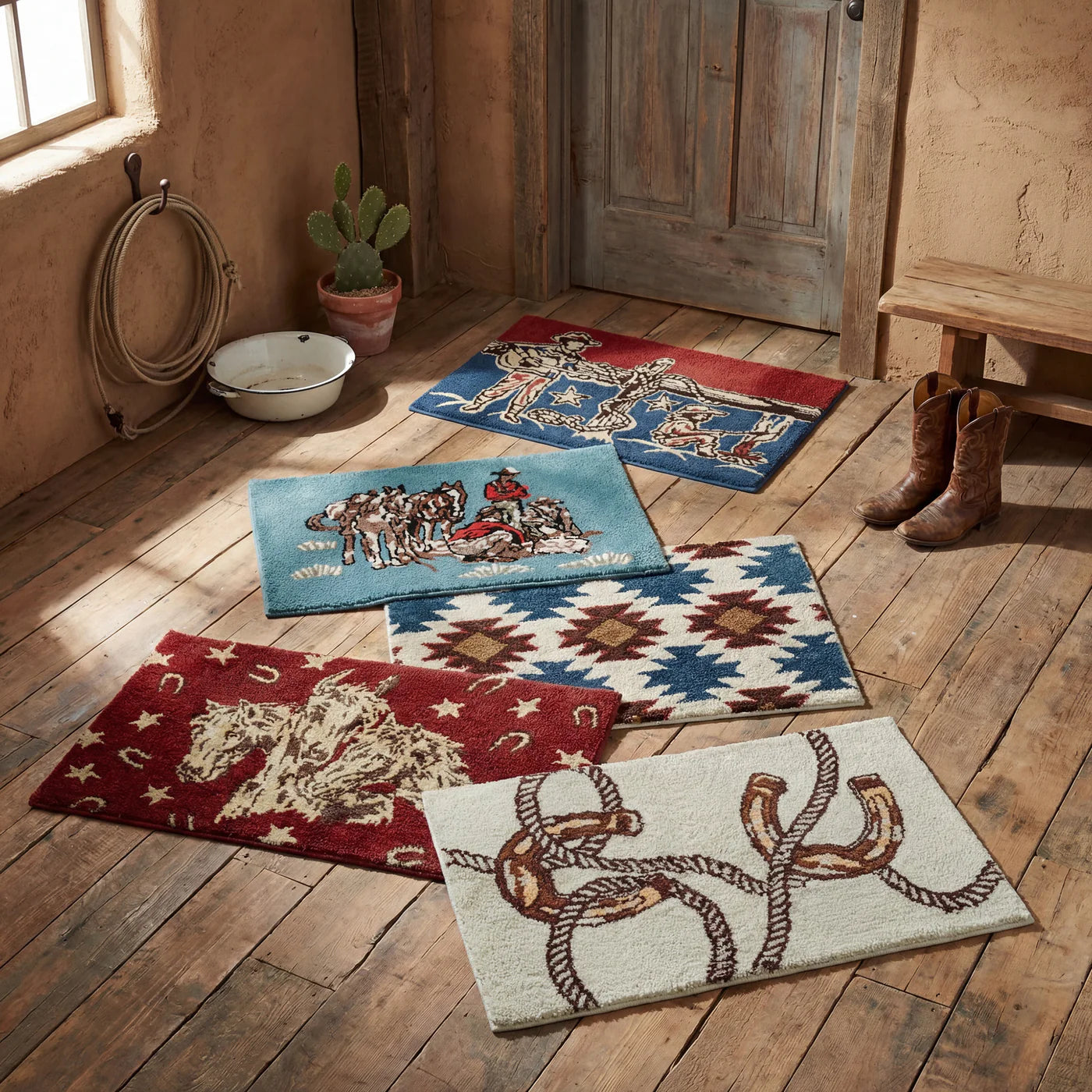 Patchwork Bandana Red Horses Rug