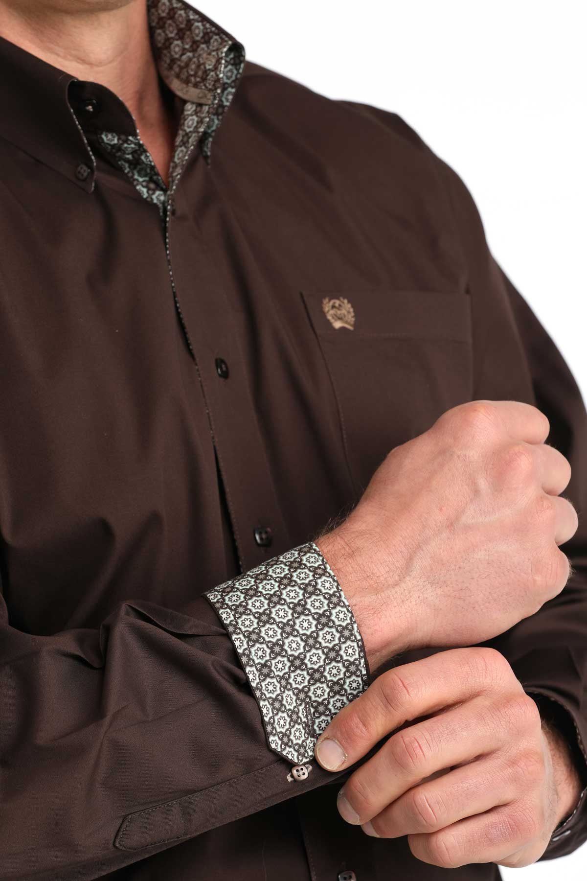 Men’s Solid Brown LS Shirt
