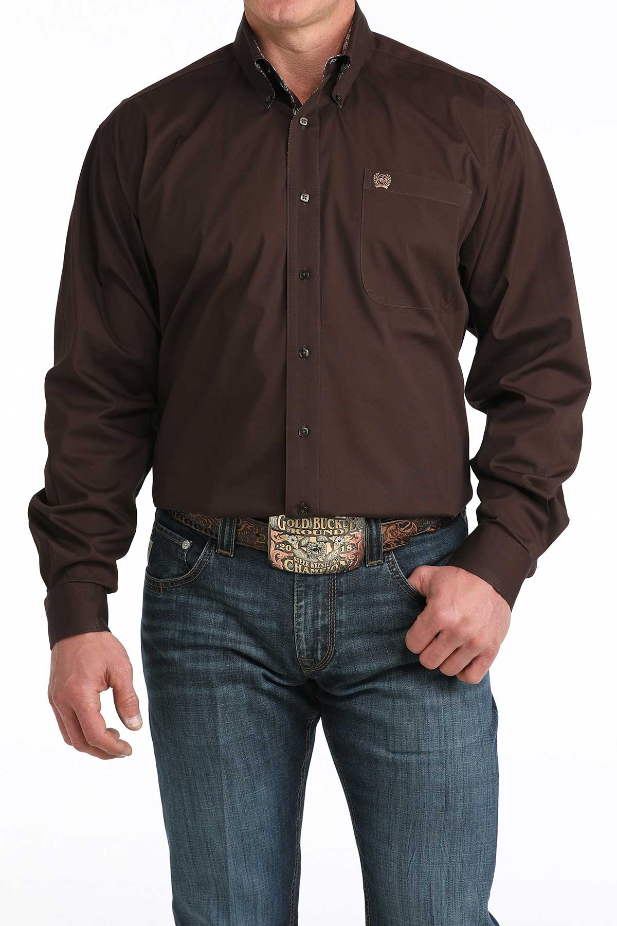 Men’s Solid Brown LS Shirt