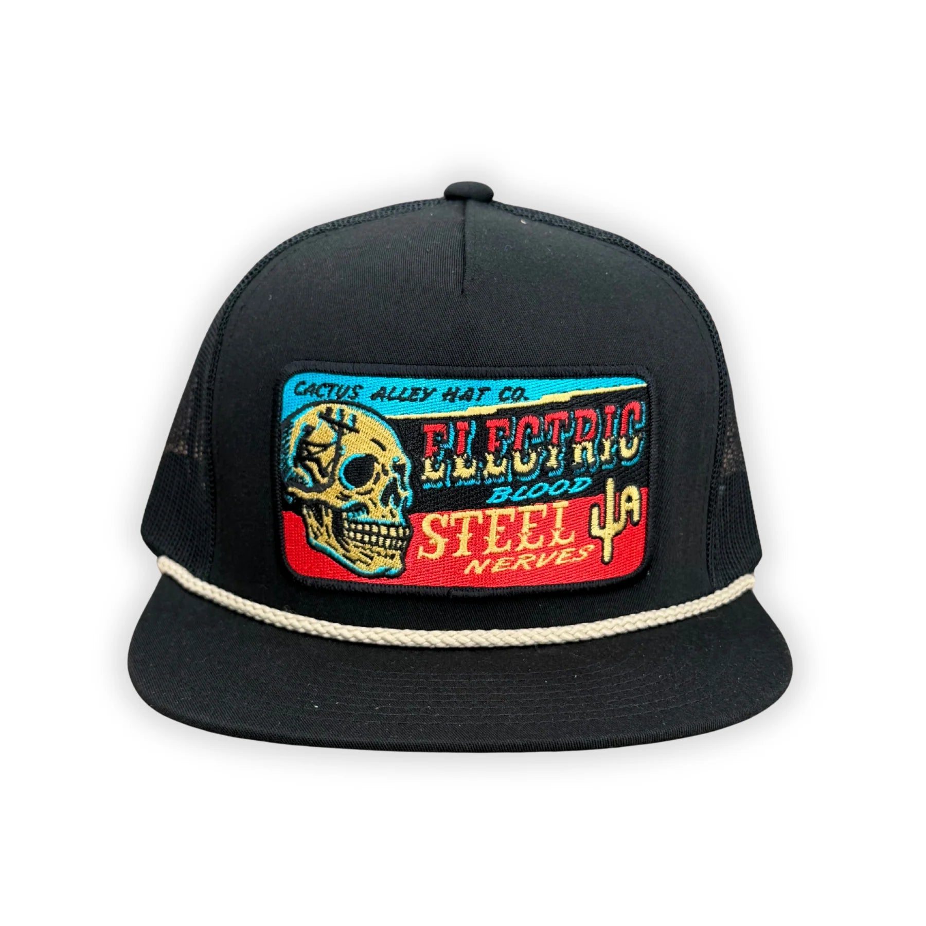 "Steel Nerves" - CA 6006 Black/ Black Mesh/ Gold Rope, Snapback Cap