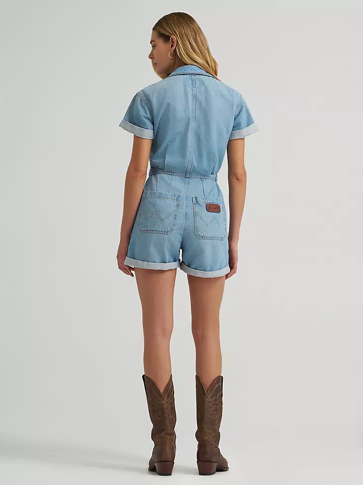 Wrangler Women’s Retro Punchy Denim Snap Romper