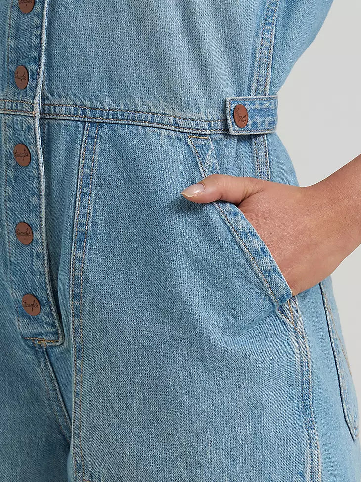Wrangler Women’s Retro Punchy Denim Snap Romper