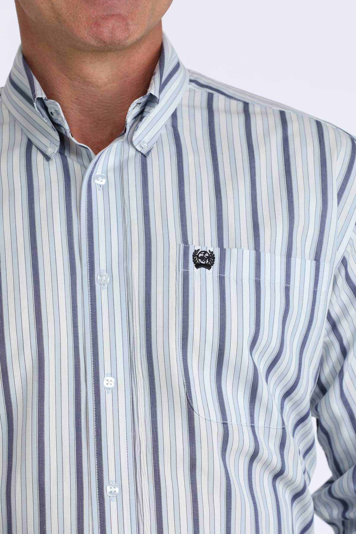 Men’s Cinch Blue Striped Long sleeve Shirt