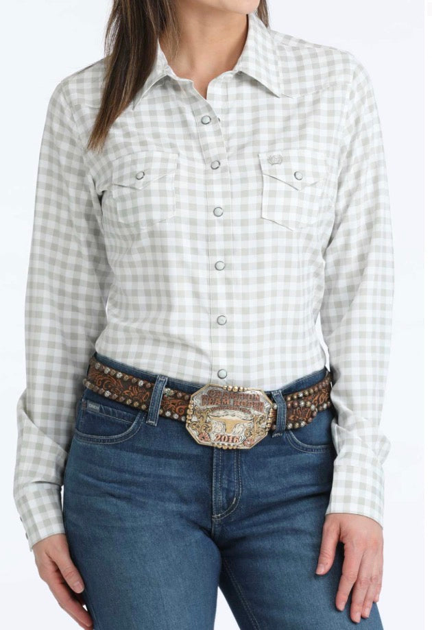 Women’s White Plaid Arenaflex Shirt