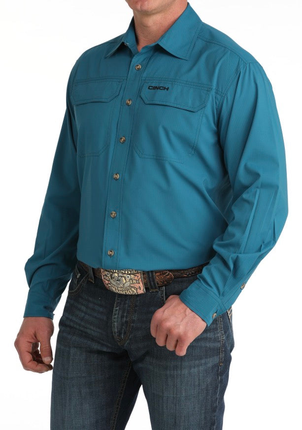 Men’s Solid Teal Arenaflex LS Shirt