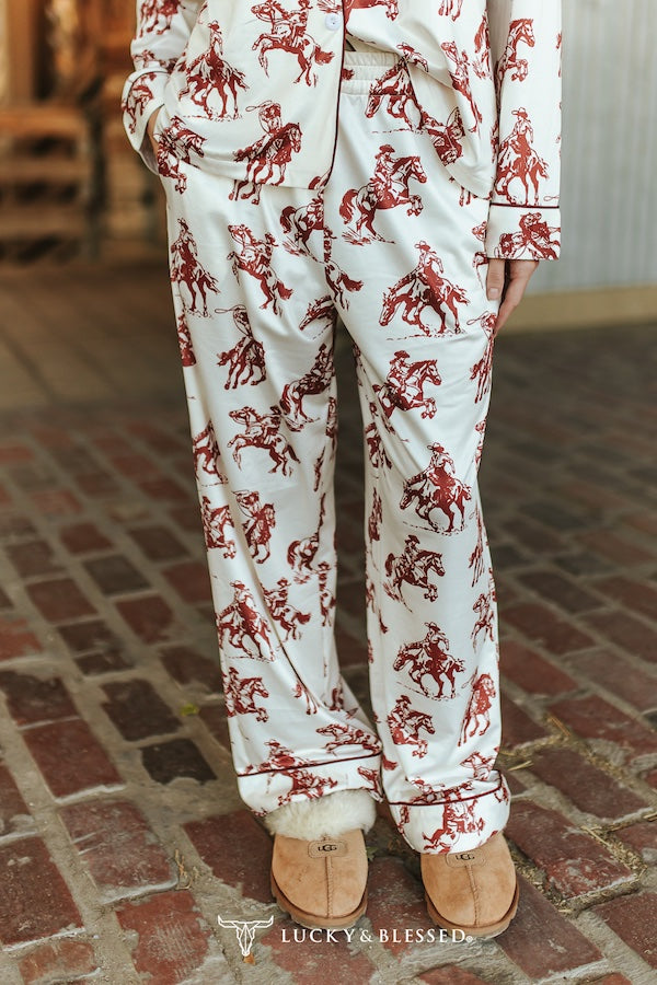 Ivory Red Western Print Pajamas