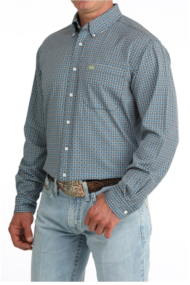 ArenaFlex Blue/Yellow/Grey Pattern LS Shirt