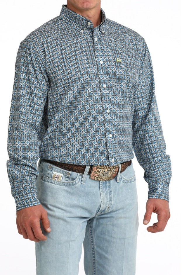 ArenaFlex Blue/Yellow/Grey Pattern LS Shirt