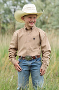 Boy’s Solid Khaki LS Shirt