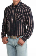 Cinch Modern Fit Navy with Red/Tan Pattern LS Shirt
