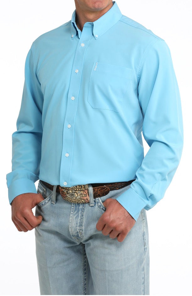 Cinch Light Blue Solid LS Shirt