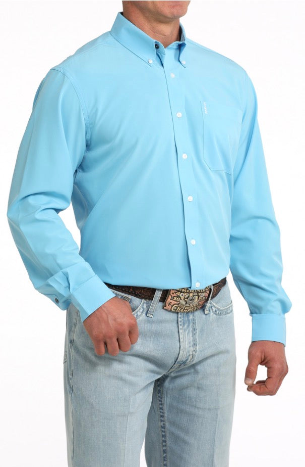 Cinch Light Blue Solid LS Shirt