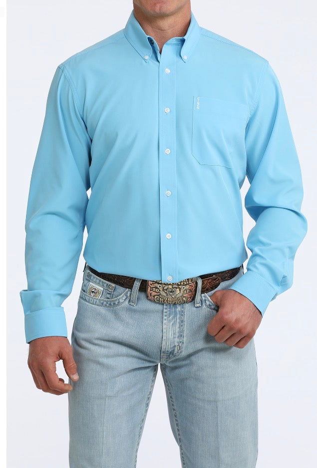 Cinch Light Blue Solid LS Shirt