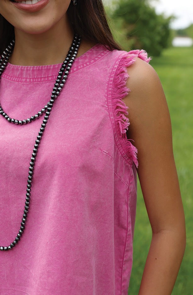 Pink Denim Tank