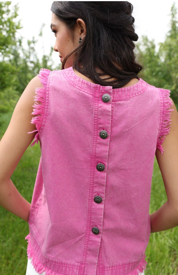 Pink Denim Tank