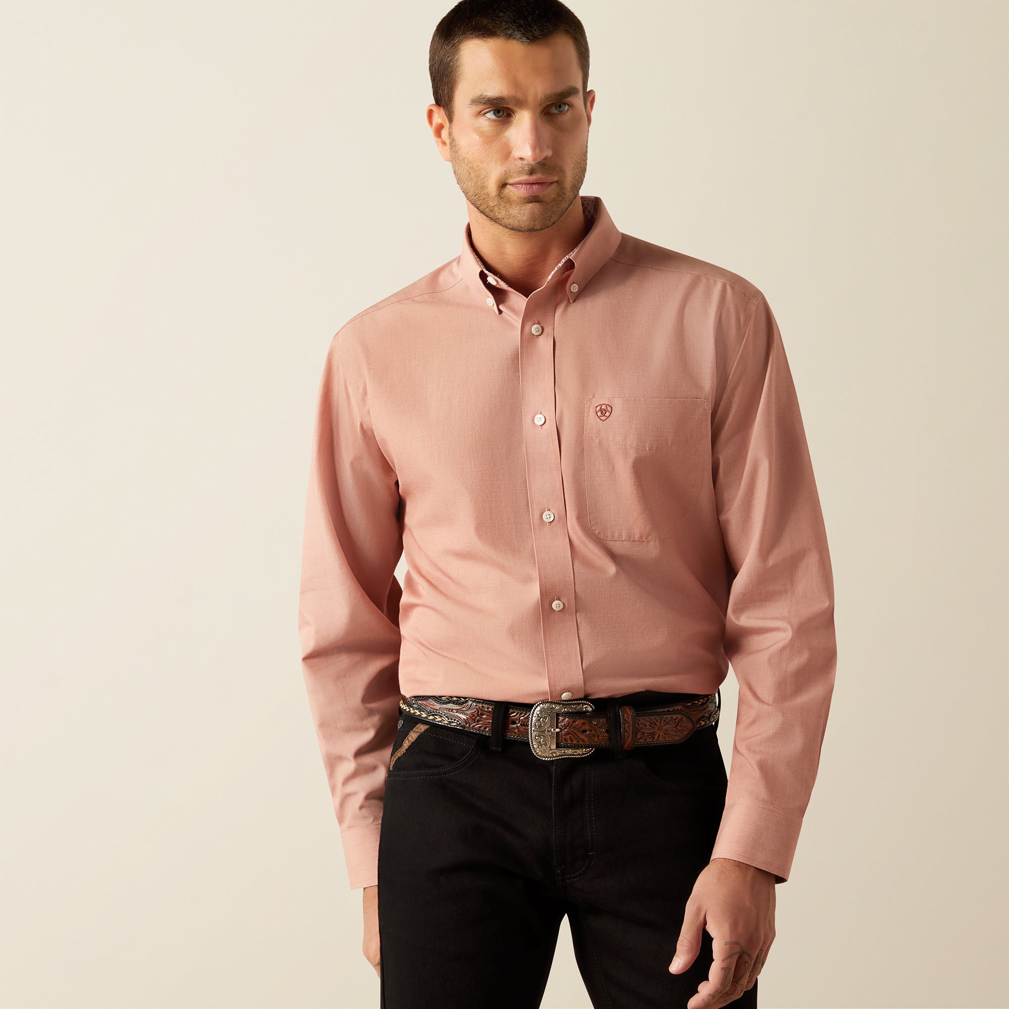 Ariat Wrinkle Free Solid Brick LS Shirt