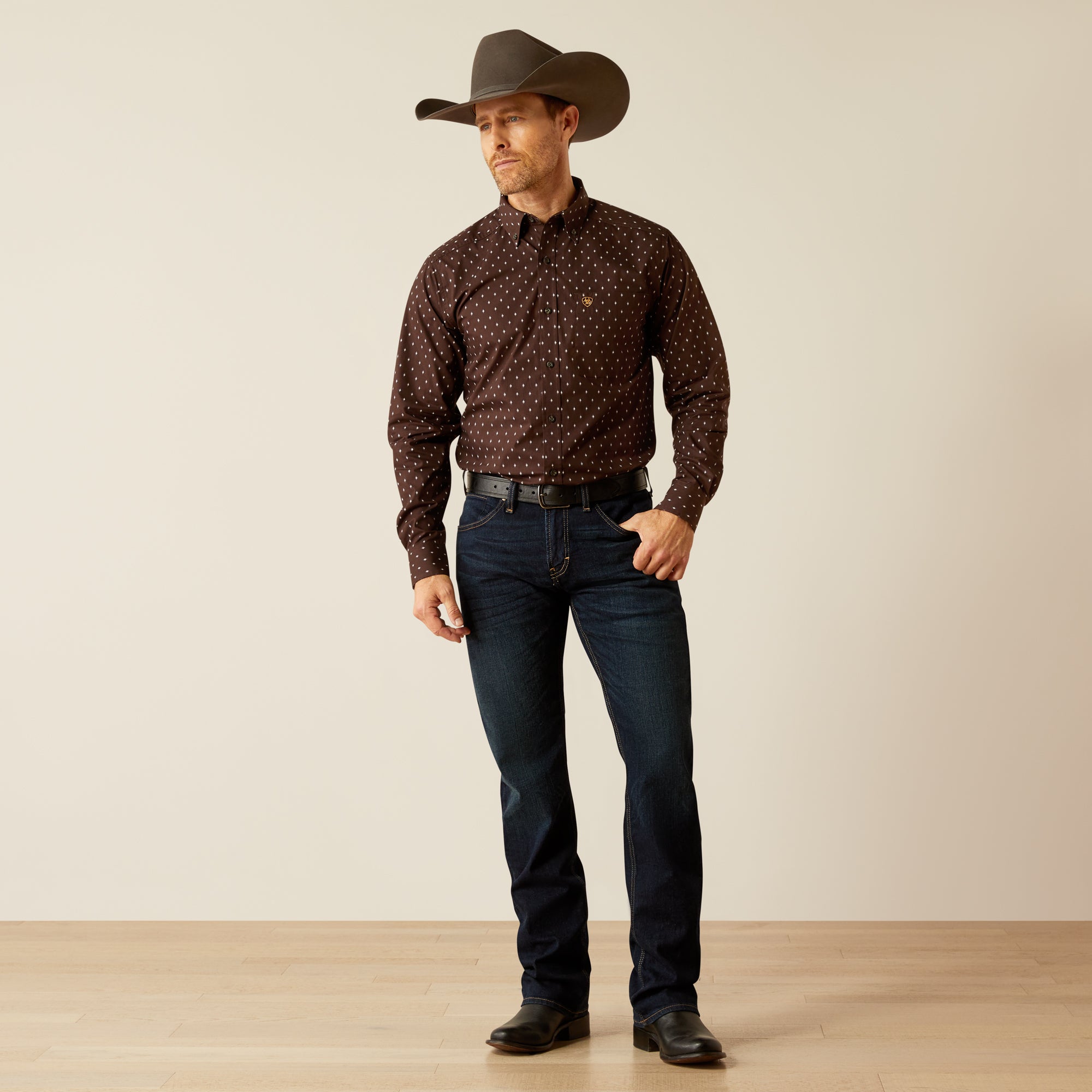 Ariat Fitted Brown LS Shirt