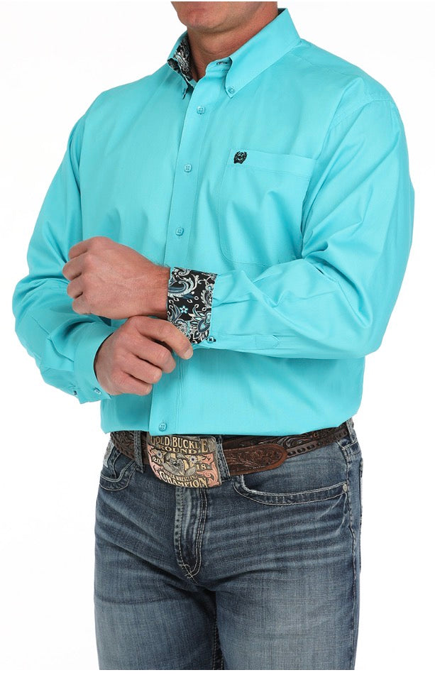 Cinch Solid Turquoise LS Shirt
