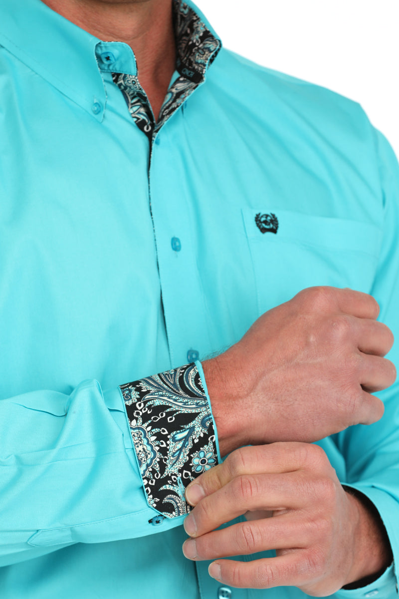 Cinch Solid Turquoise LS Shirt