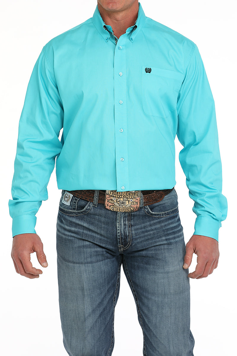 Cinch Solid Turquoise LS Shirt