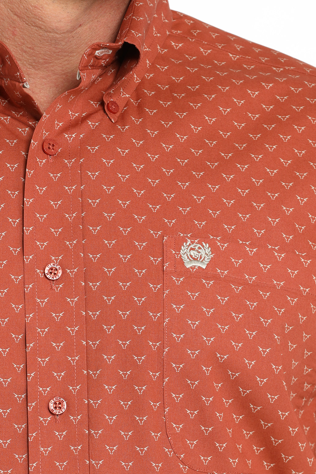 Cinch Burnt Orange Skull LS Shirt