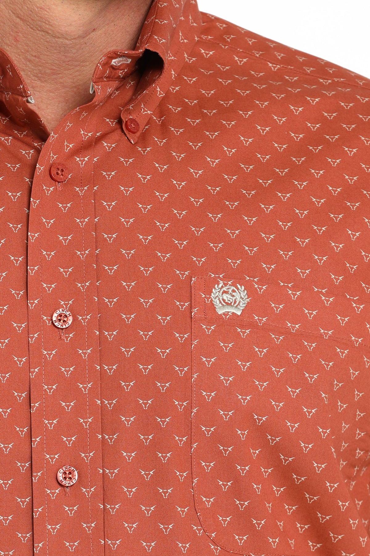 Cinch Burnt Orange Skull LS Shirt